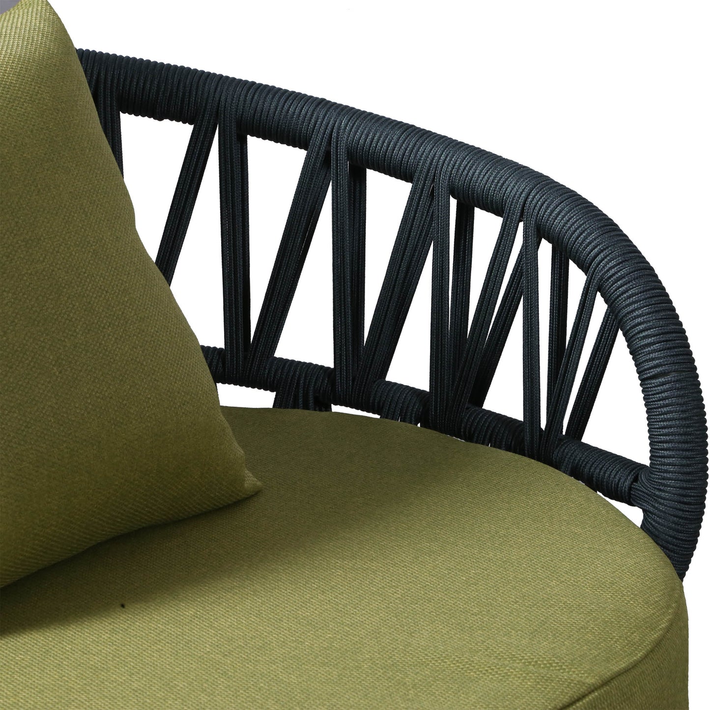 Luna Range Olive Green Rope Sofa Set with Green Cushions