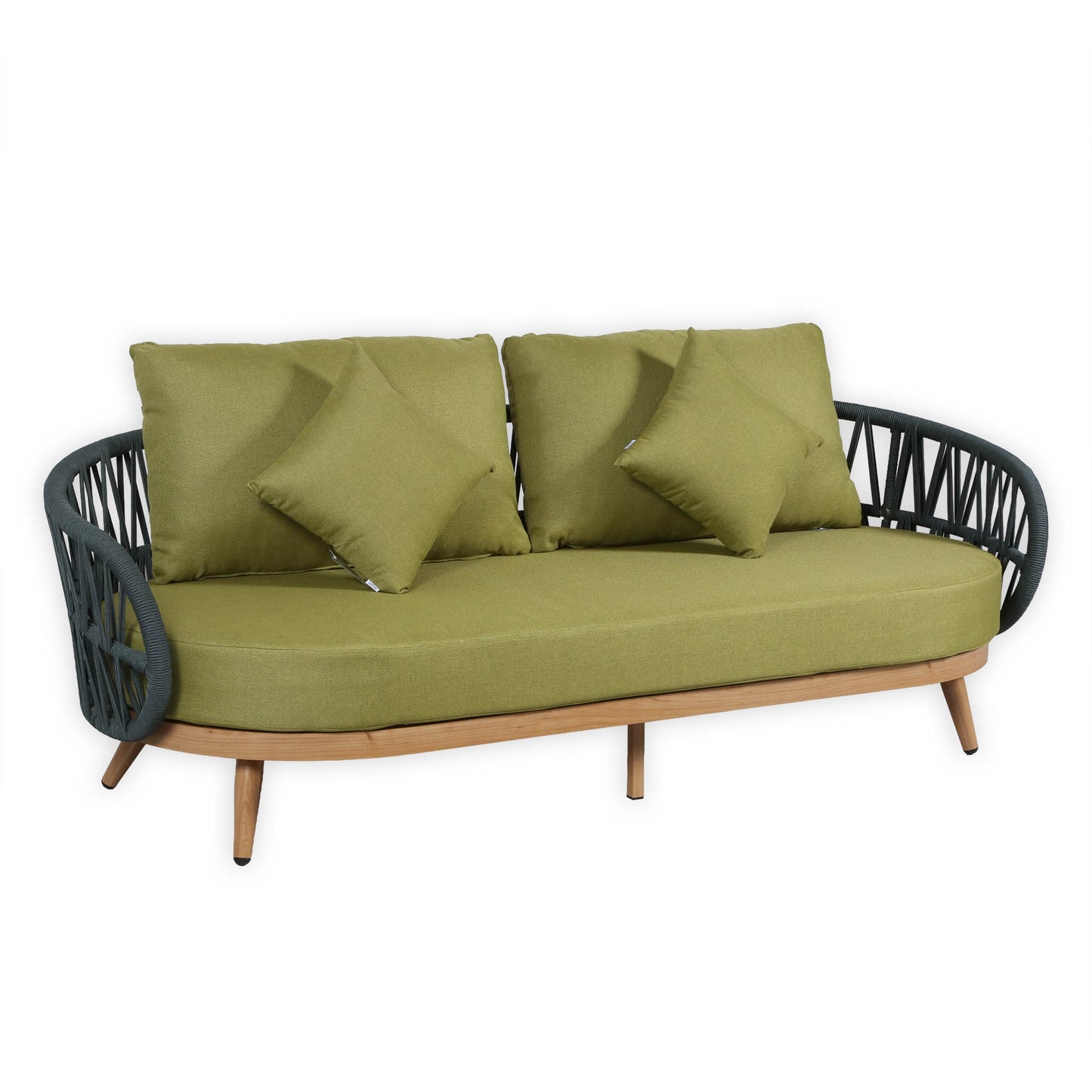 Luna Range Olive Green Rope Sofa Set with Green Cushions