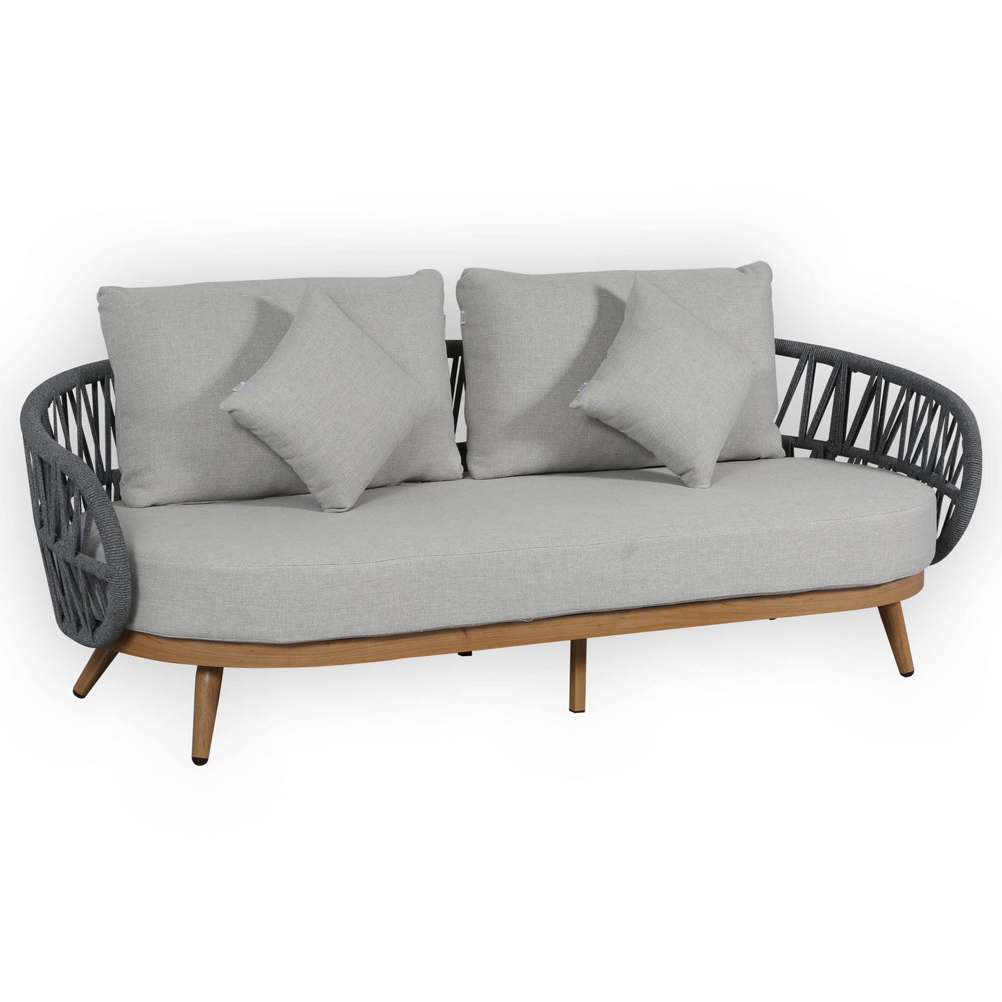 Luna Range Dark Grey Rope Sofa Set with Grey Cushions