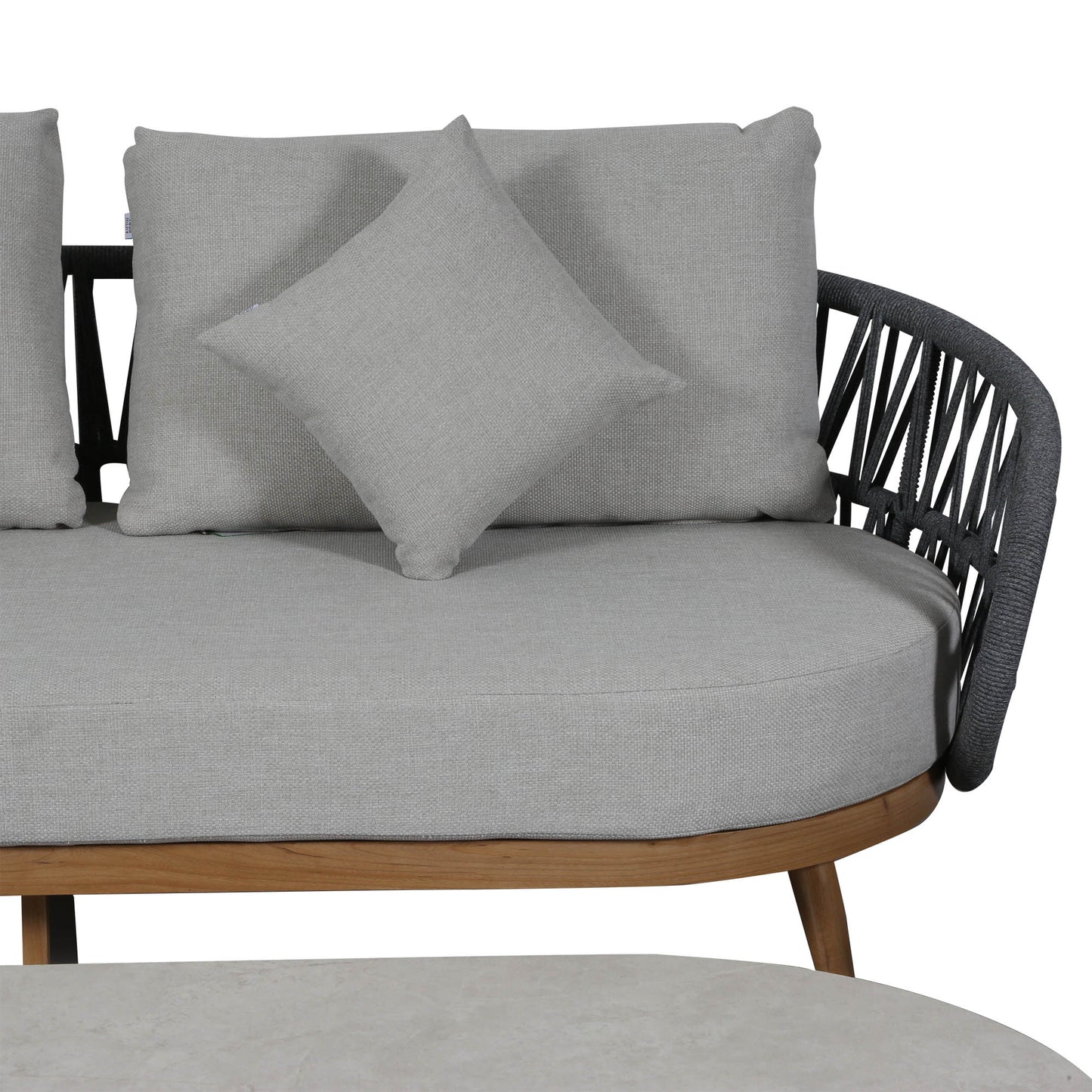 Luna Range Dark Grey Rope Sofa Set with Grey Cushions