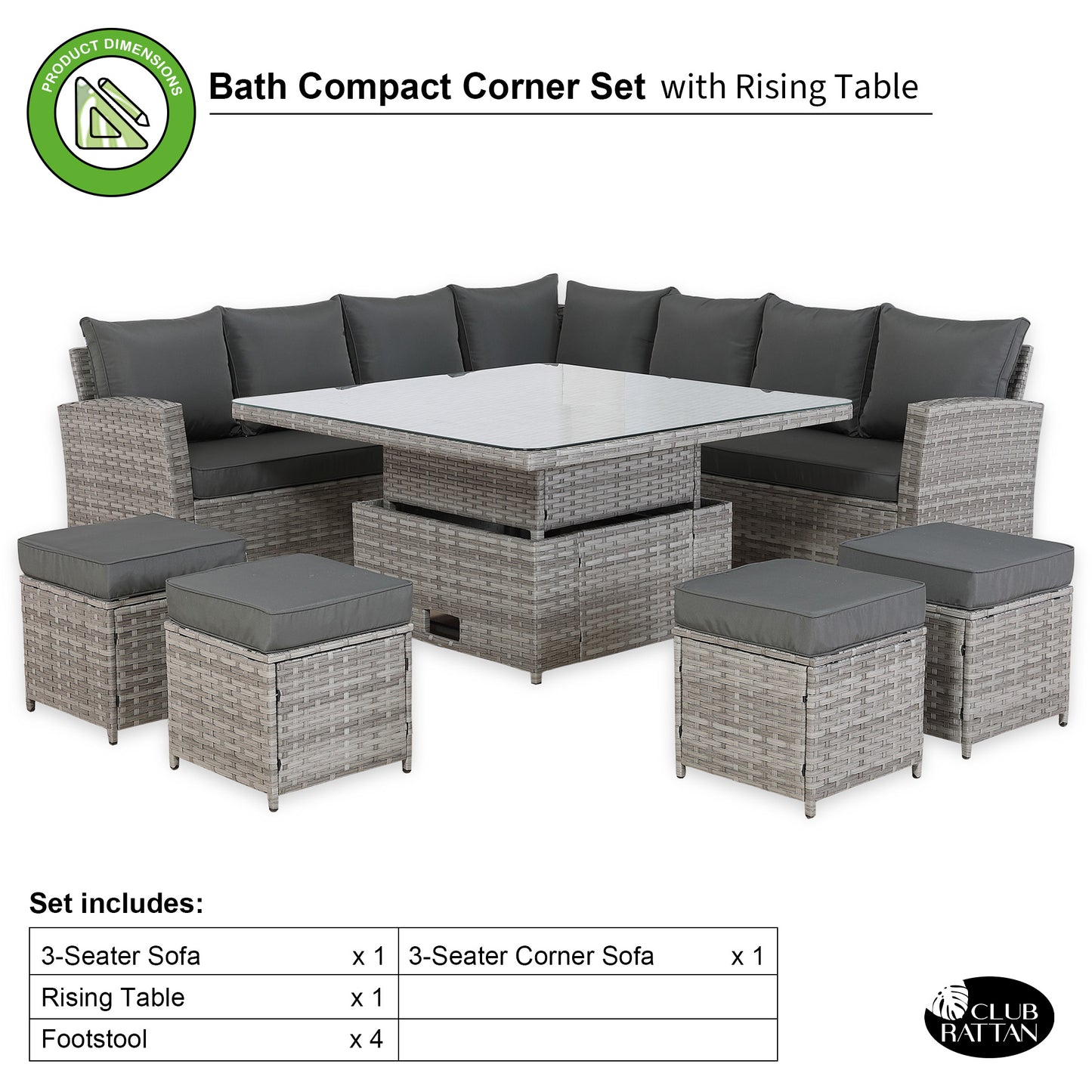 PRE ORDER-Bristol Range 11 Seater L-Shape Rattan Garden Furniture Set | All-Weather Corner Sofa Dining Set with Free Rain Cover