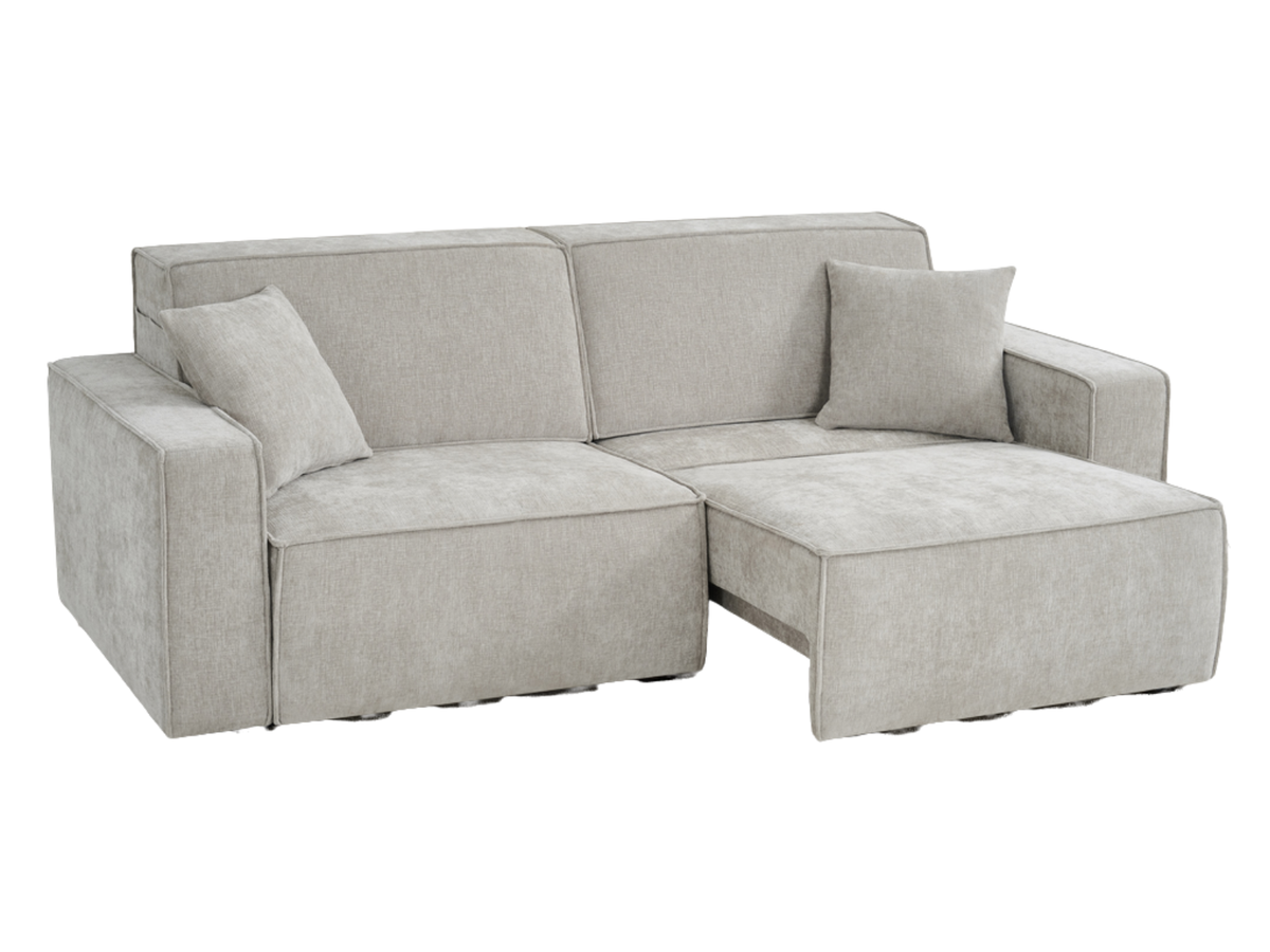 Sleek Beige Electric Sofa Bed – 3 Seater with Power Extension Mechanism & Accent Cushions