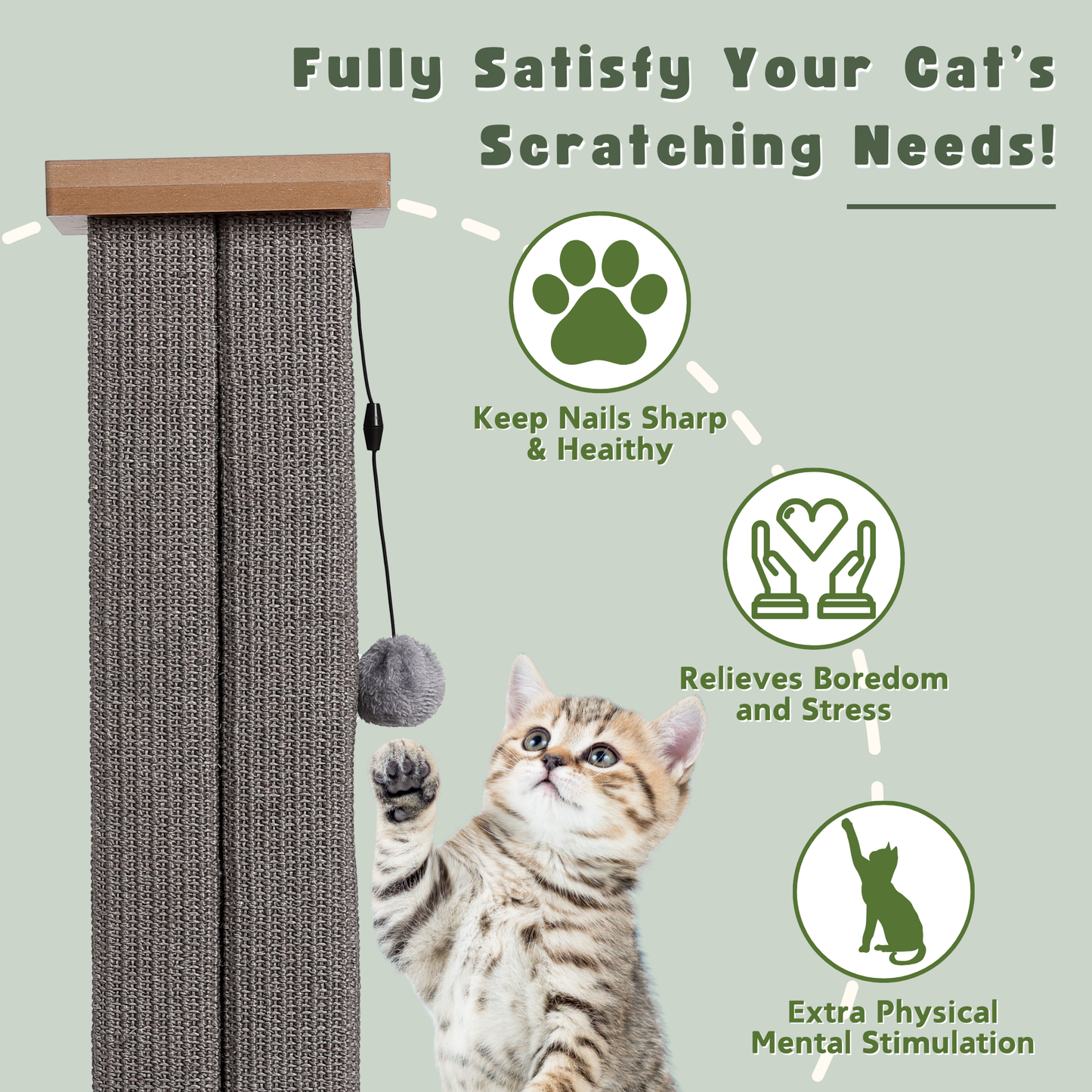 Max Mice Ultimate Heavy Duty Cat Scratching Post, Large Vertical Roman Column with Durable, Wear-Resistant gisal for Endless Scratching Enioyment(	Grey)