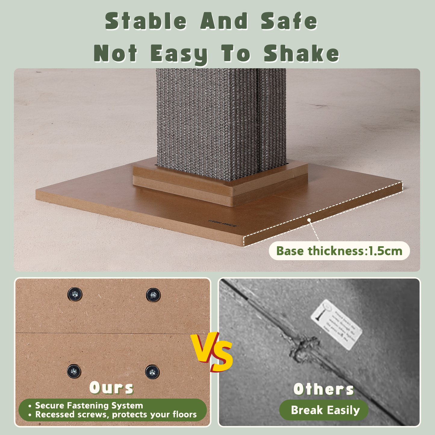 Max Mice Ultimate Heavy Duty Cat Scratching Post, Large Vertical Roman Column with Durable, Wear-Resistant gisal for Endless Scratching Enioyment(	Grey)