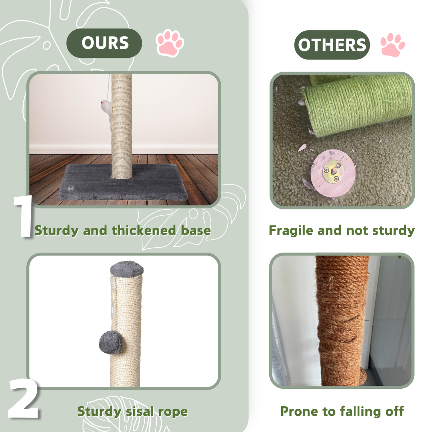 Max Mice Cat Scratching Post – Tall Sisal Scratch Tower with Hanging Ball & Mouse, Sturdy Base for Kittens & Adult Cats (Grey)