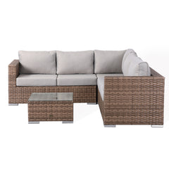 Colette Range Corner Sofa with Coffee Table in Medium Brown Rattan