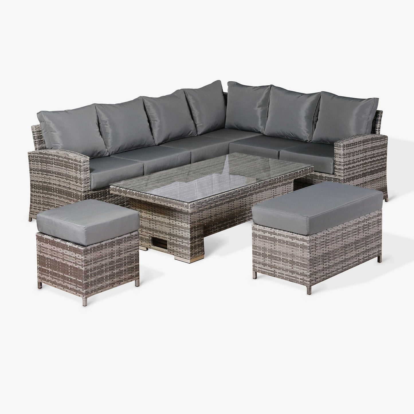 Harmony Range High Back Right Hand Corner Sofa Set with Rising Table in Grey Waeve