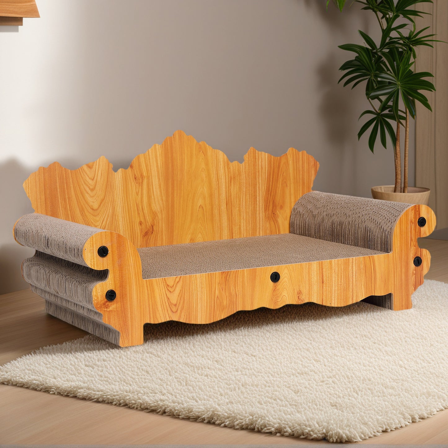 Max Mice Cardboard Cat Scratcher Sofa Couch Bed,  Couch Shaped Scratching Bed Board,  Scratch Lounge, Scratcher for Indoor Cat Kitty Kittens