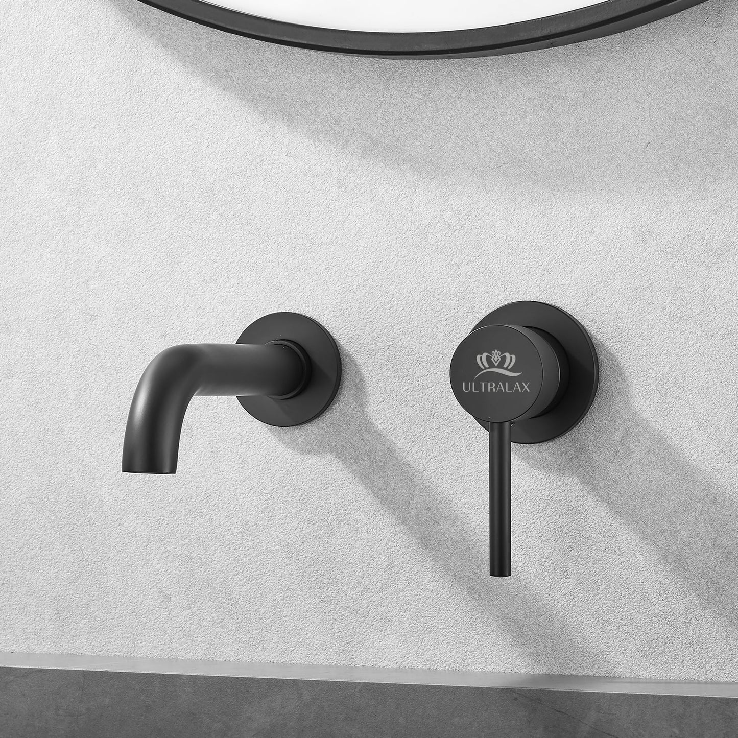 Matt Black Wall Mounted Basin Tap with Easy Plumb Installation Kit