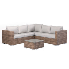 Colette Range Corner Sofa with Coffee Table in Medium Brown Rattan