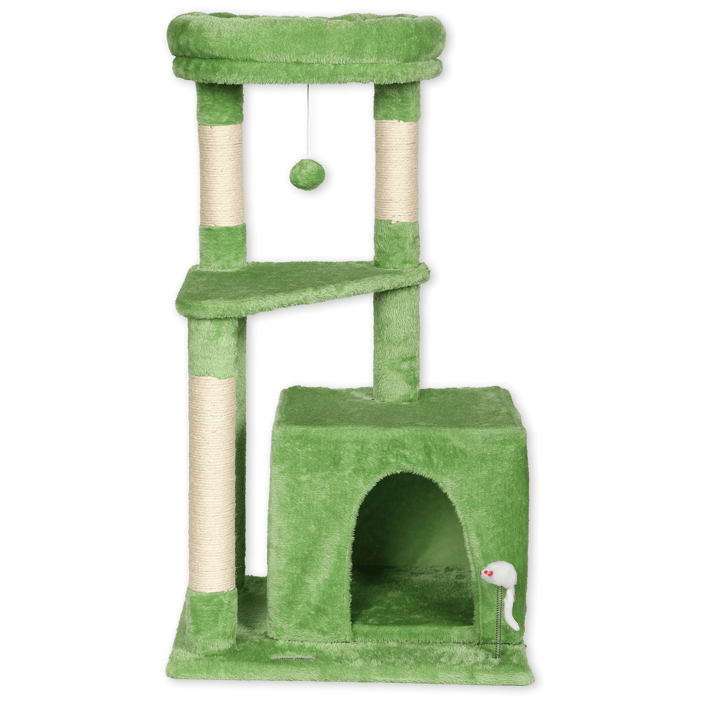 Max Mice Tree Tower Scratching Posts Multilevel Cat Climbing House with Condos & Ladder Cat Activity Centre for Indoor Cats, Green