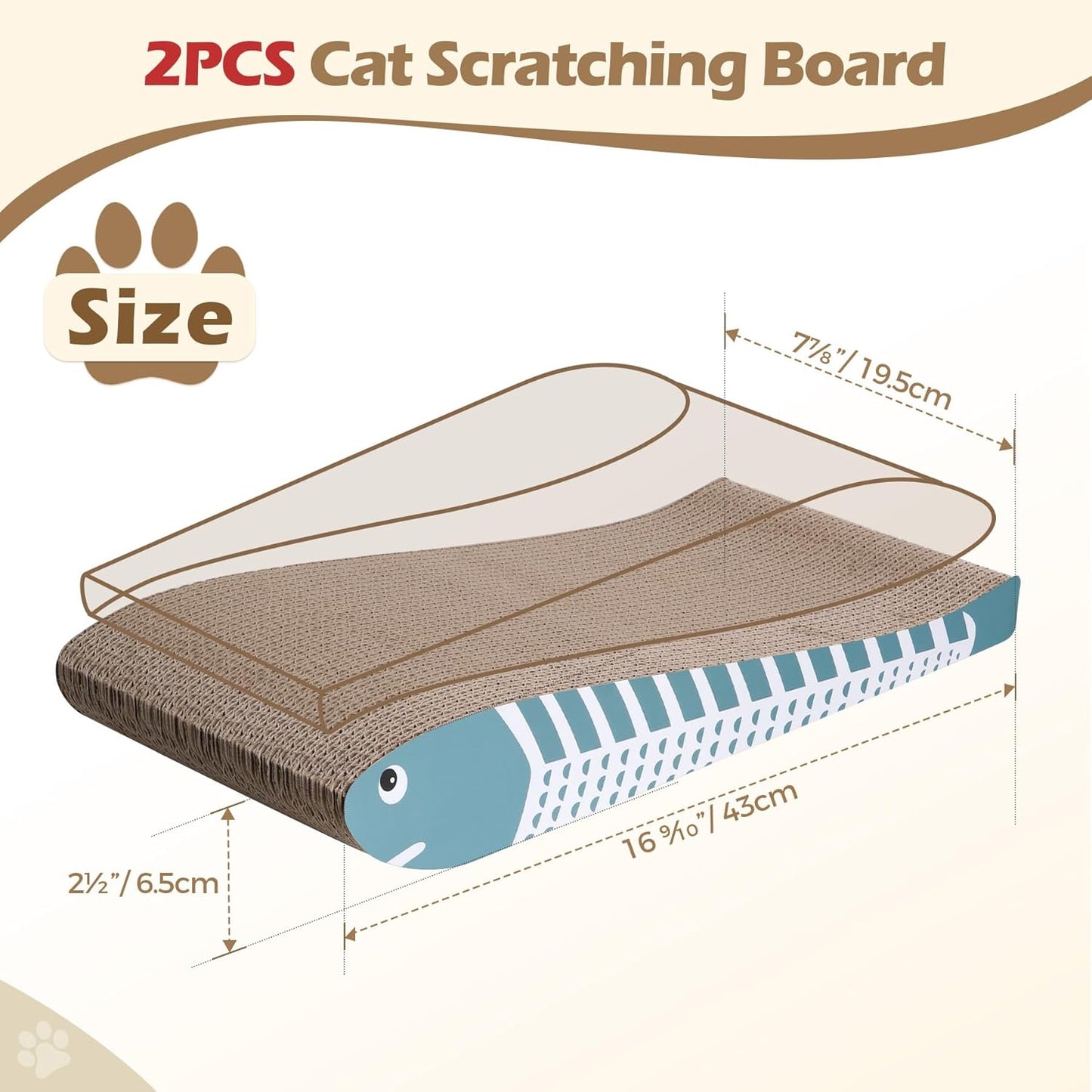 Max Mice Cat Scratching Board 2 Pack, Cat Scratcher Cardboard, Curved Cat Scratch Pad, Cute Cat Scratching Mat for Kitty, Recycle Cardboard Cat Scratcher, Double-Sided Pad for Long Lasting Use
