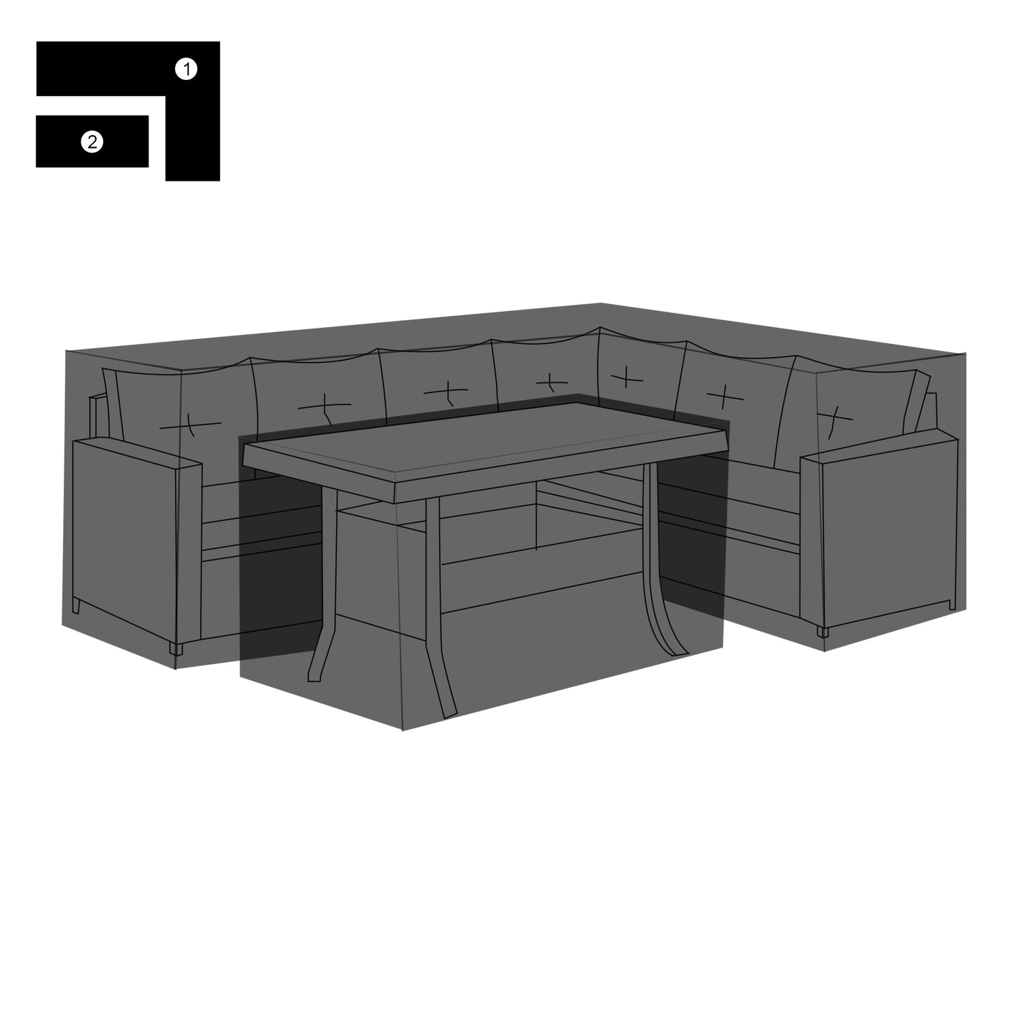 SP-M2R Black Protective Cover For Charing High Back Right Hand Corner Sofa with Dining Table