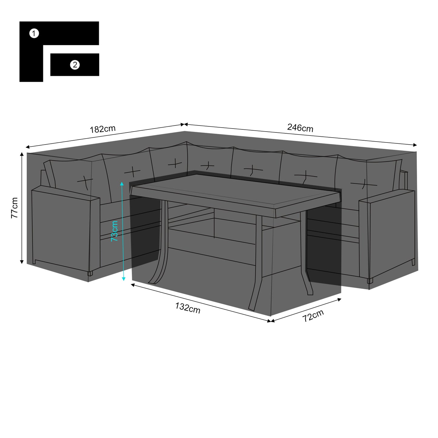 SP-M1L Black Protective Cover For Charing High Back Left Hand Corner Sofa with Dining Table