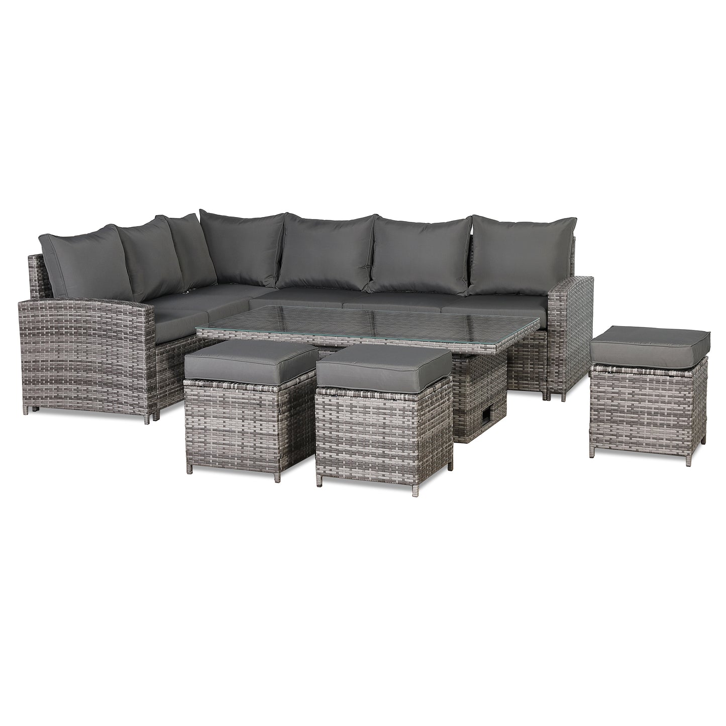 Henley Range High Back LHF Dining Corner Sofa Set in Grey Weave with Rising Table (KG04)