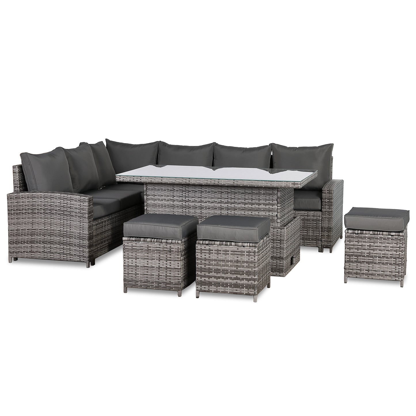 Henley Range High Back LHF Dining Corner Sofa Set in Grey Weave with Rising Table (KG04)