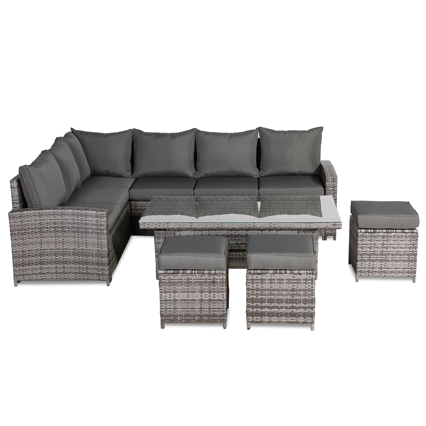 Henley Range High Back LHF Dining Corner Sofa Set in Grey Weave with Rising Table (KG04)