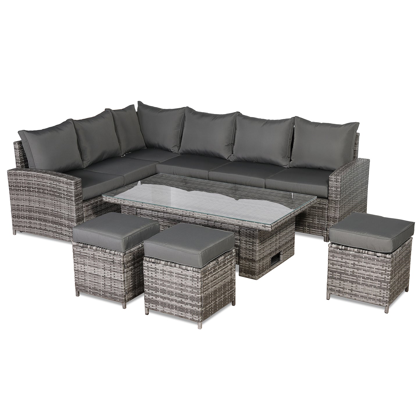 Henley Range High Back LHF Dining Corner Sofa Set in Grey Weave with Rising Table (KG04)
