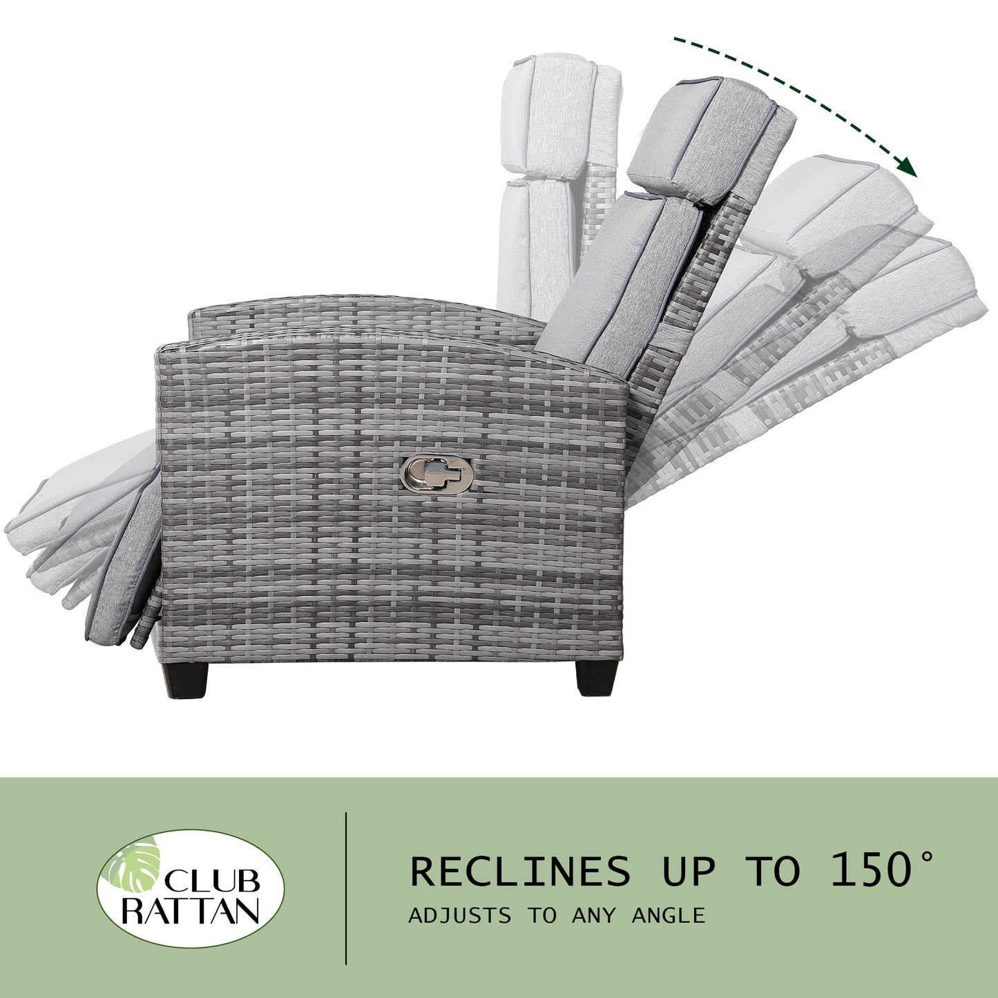 Harmony Range Reclining Armchair with Flip Table in Grey Weave and Grey Cushion