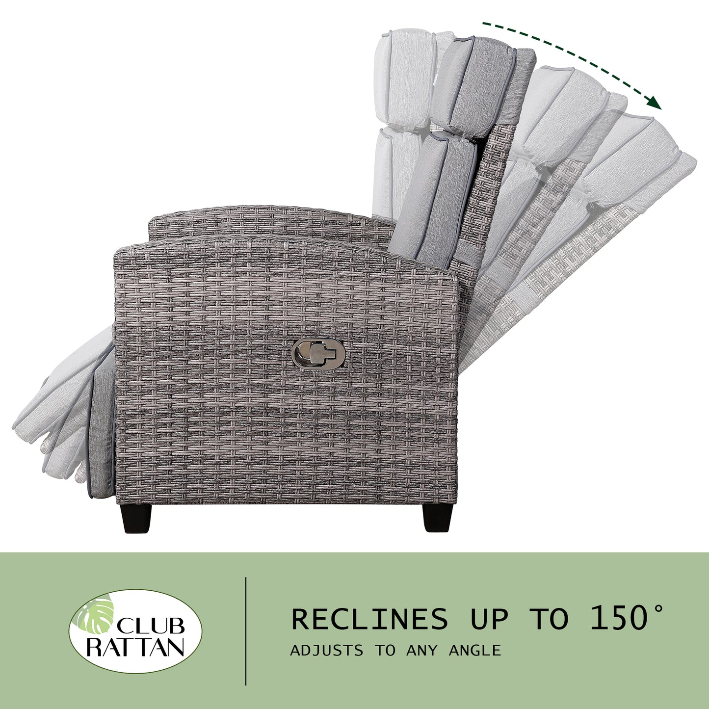 Rose Range Reclining Armchair with Flip Table in Grey Weave and Grey Cushion