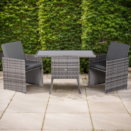Harmony Range Rattan Furniture Set for Balcony Poolside in Grey Rattan