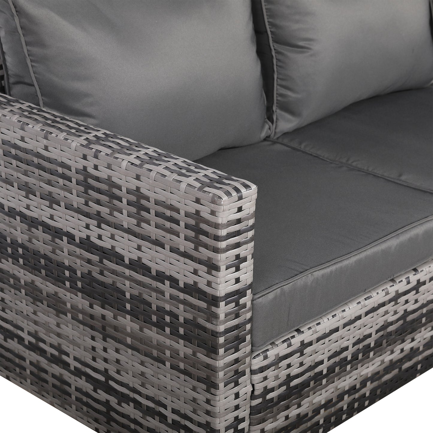 Palma Range Large Conrer Sofa Sets with Storage Box in Grey Rattan and Grey Cushions