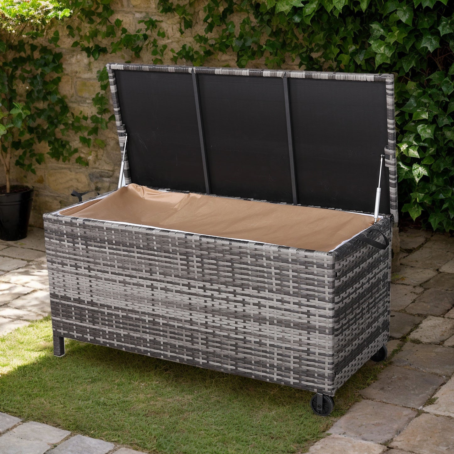 Palma Range Large Storage Box in Grey Rattan Weave