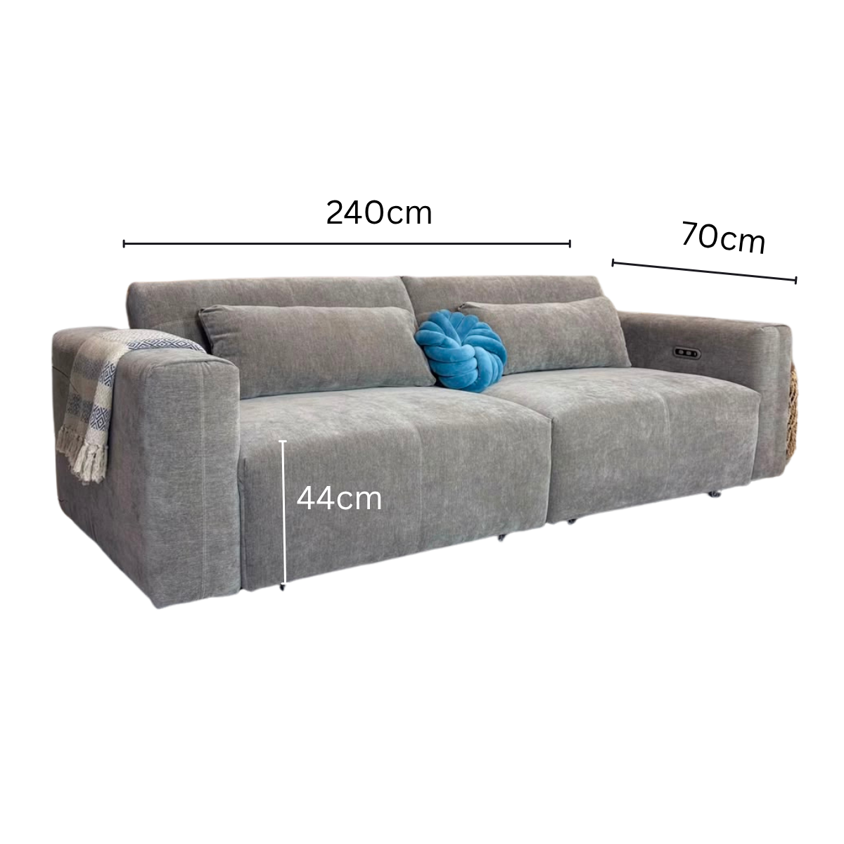 Aurora Beige Electric Sofa Bed – Powered Extending Seats with USB Charging & Lumbar Bolsters