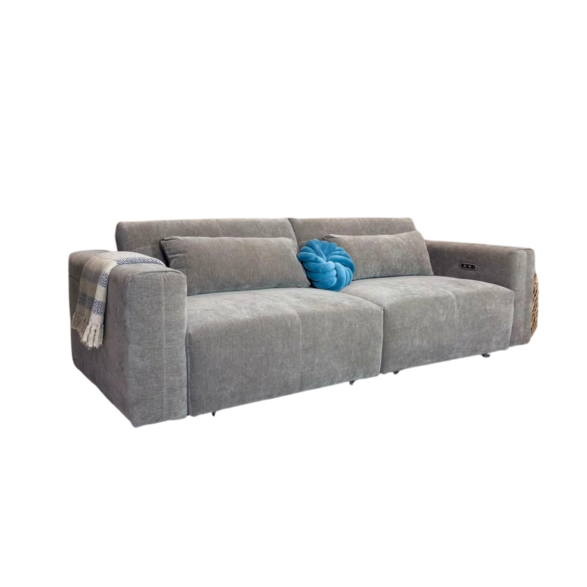 Aurora Beige Electric Sofa Bed – Powered Extending Seats with USB Charging & Lumbar Bolsters