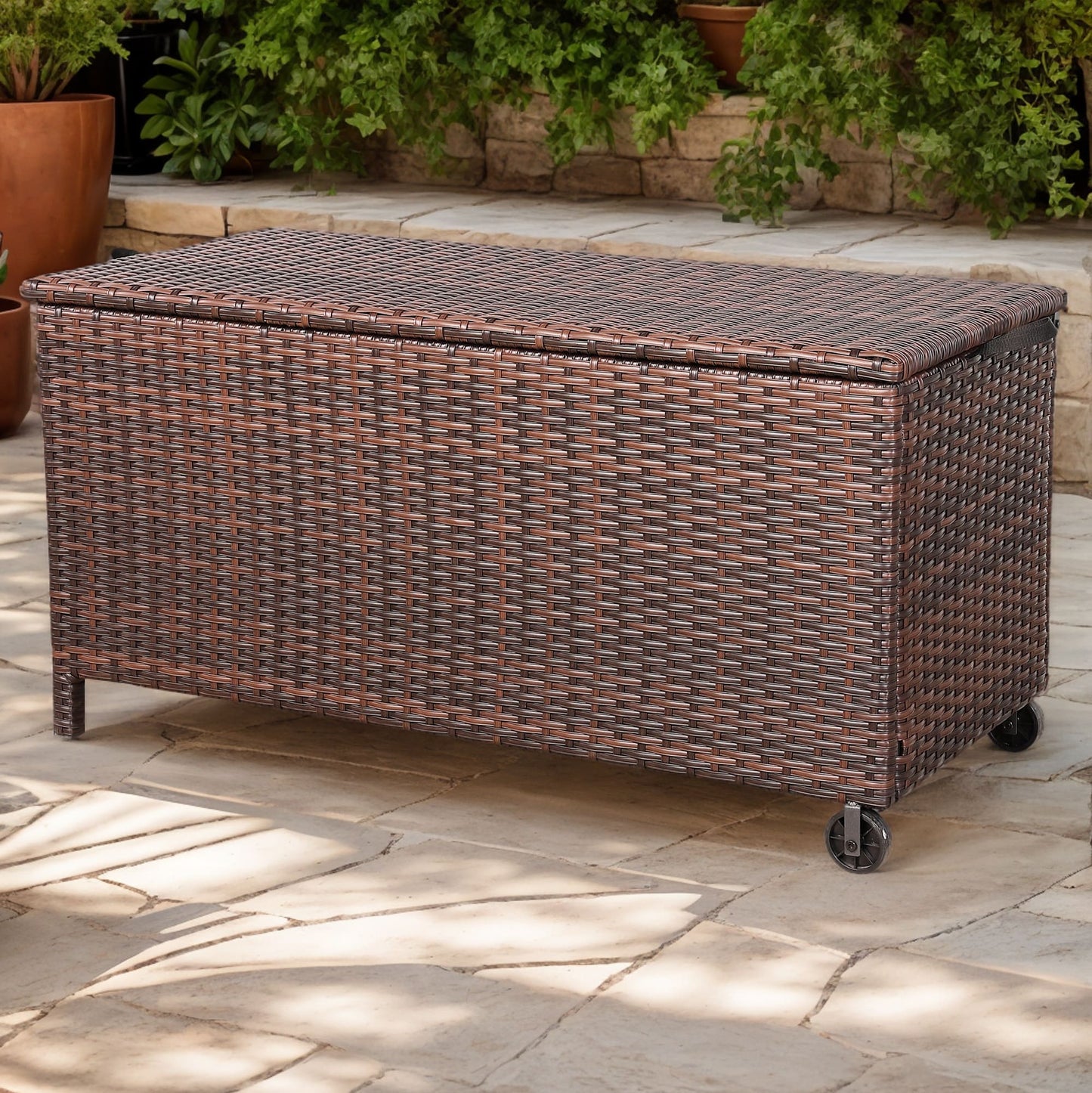 Palma Range Large Storage Box in Grey / Brown Rattan Weave