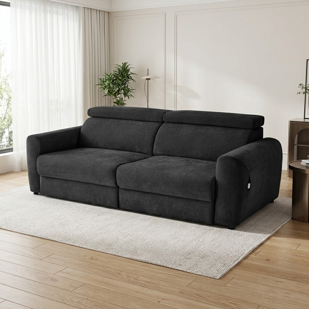 Motion Black Electric Sofa Bed – 3 Seater with Power-Sliding Seats & Adjustable Headrests