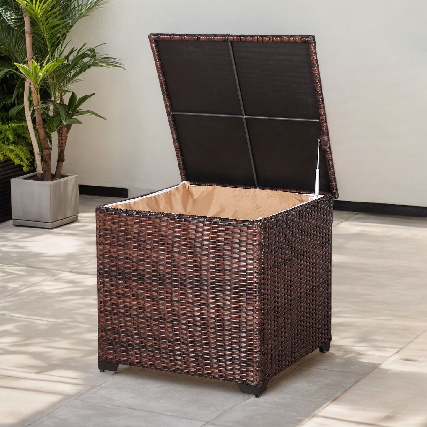 Palma Range Square Storage Box in Grey / Brown Rattan Weave