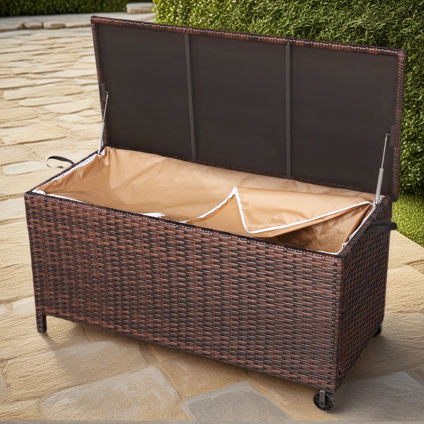 Palma Range Large Storage Box in Grey / Brown Rattan Weave