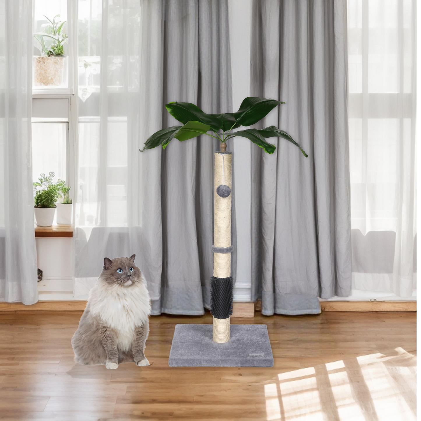 Max Mice Cat Scratching Post, 80cm Kitten Scratching Post with Premium Sisal Rope, Cute Cat Tree with Dangling and Spring Ball Toys for Indoor Small Cats(Bird of Paradise)