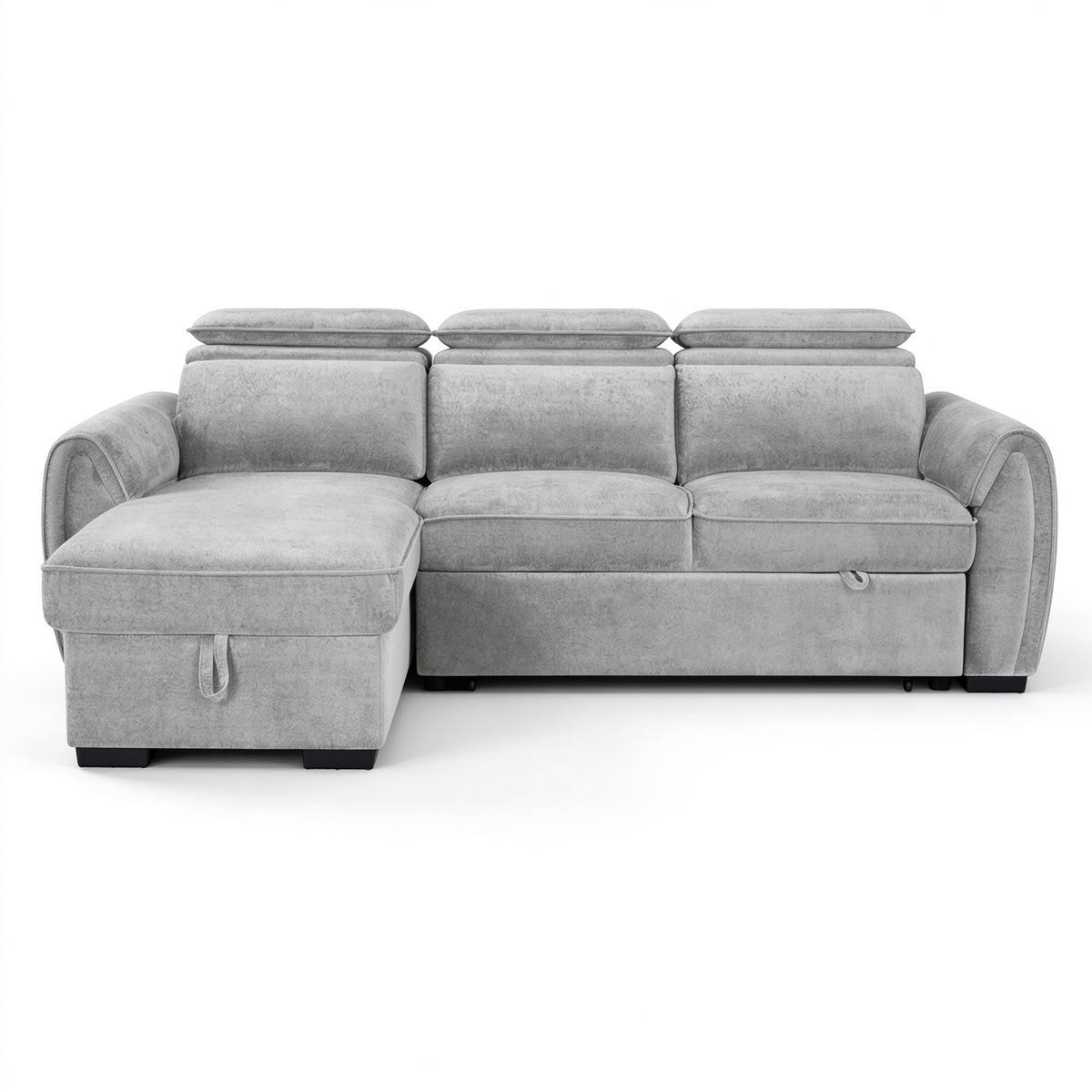 Nimbus Grey Universal Corner Sofa Bed – Adjustable Headrests, Ottoman Storage & 192×120cm Sleeping Area