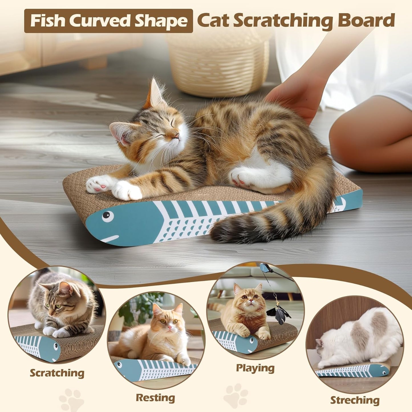 Max Mice Cat Scratching Board 2 Pack, Cat Scratcher Cardboard, Curved Cat Scratch Pad, Cute Cat Scratching Mat for Kitty, Recycle Cardboard Cat Scratcher, Double-Sided Pad for Long Lasting Use