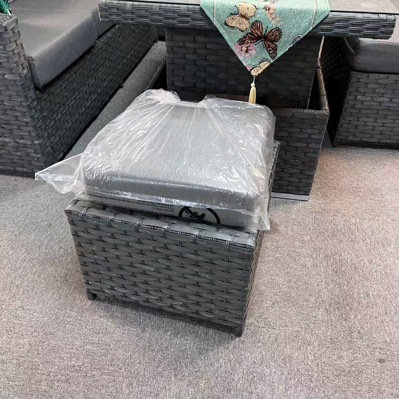 Clearance in shop, sale as shown--Isobella High Back Range Right Hand Corner Sofa Set with Rising Table in Preminum Grey Rattan (Copy)
