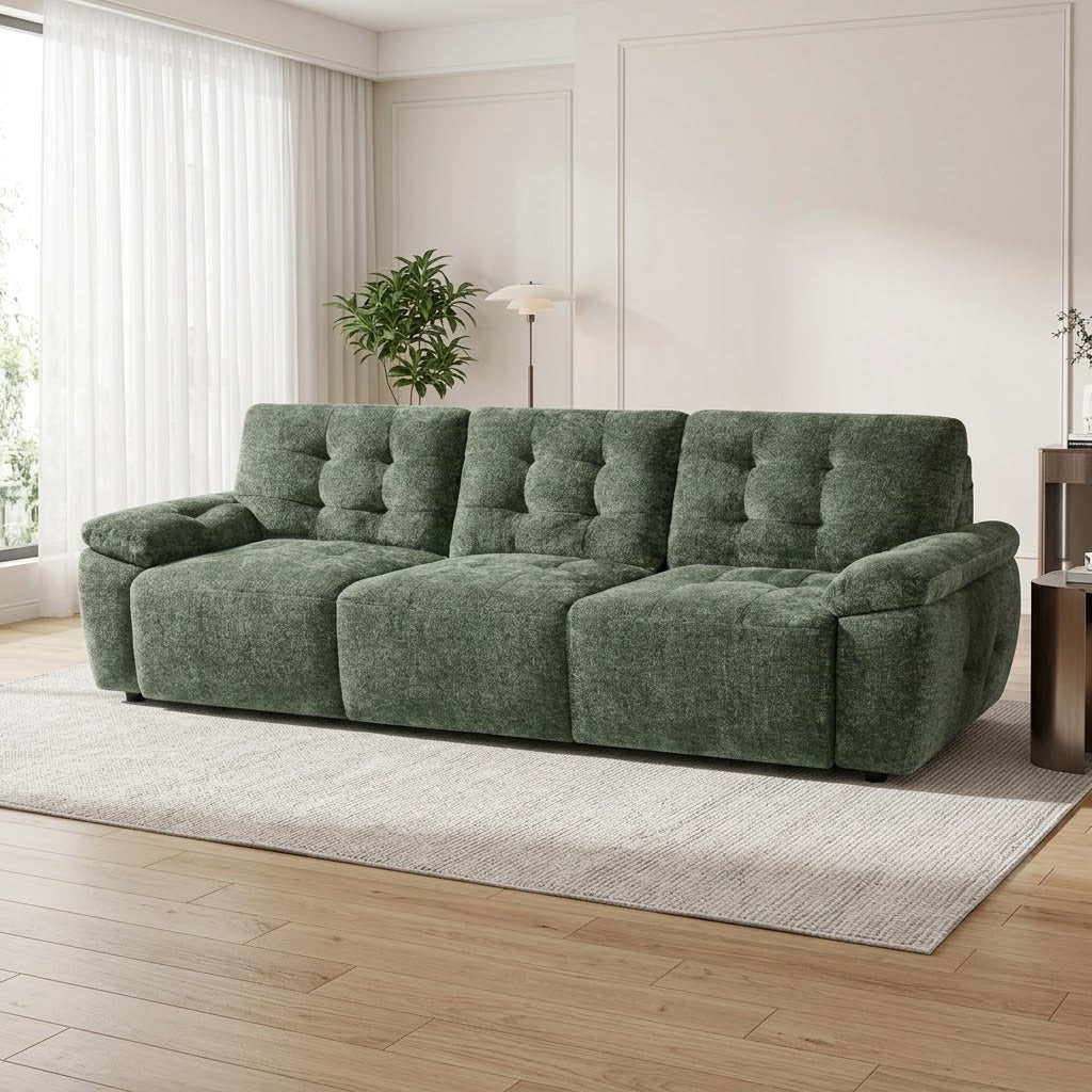 Swift Green Electric Sofa Bed – 3 Seater Space-Saving Sofabed with Push-Button Conversion