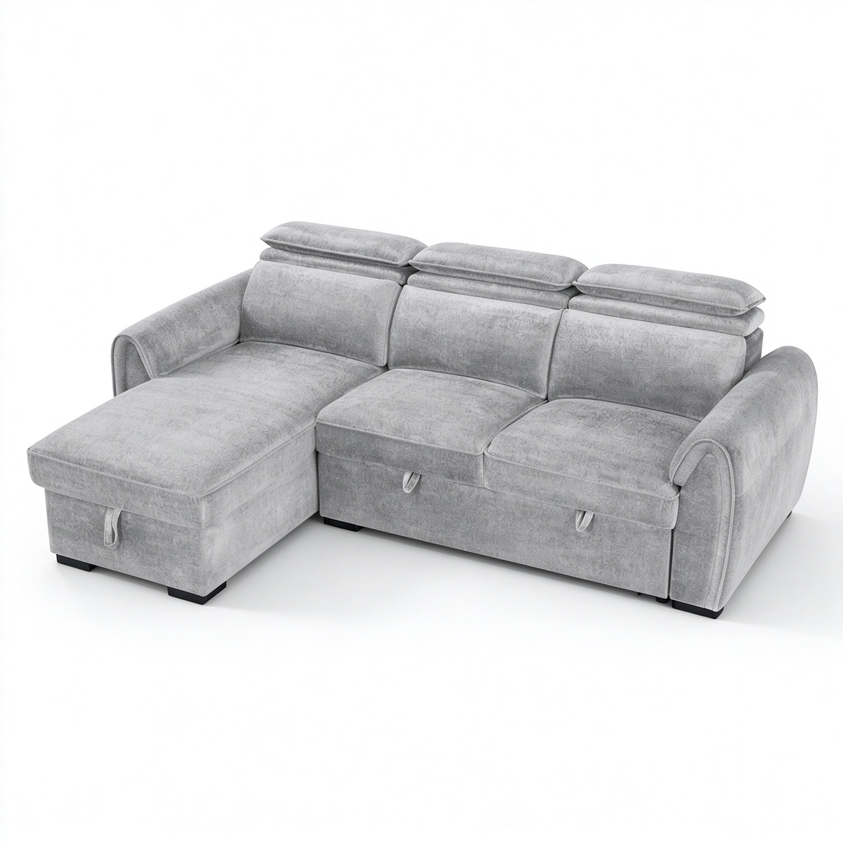Nimbus Grey Universal Corner Sofa Bed – Adjustable Headrests, Ottoman Storage & 192×120cm Sleeping Area