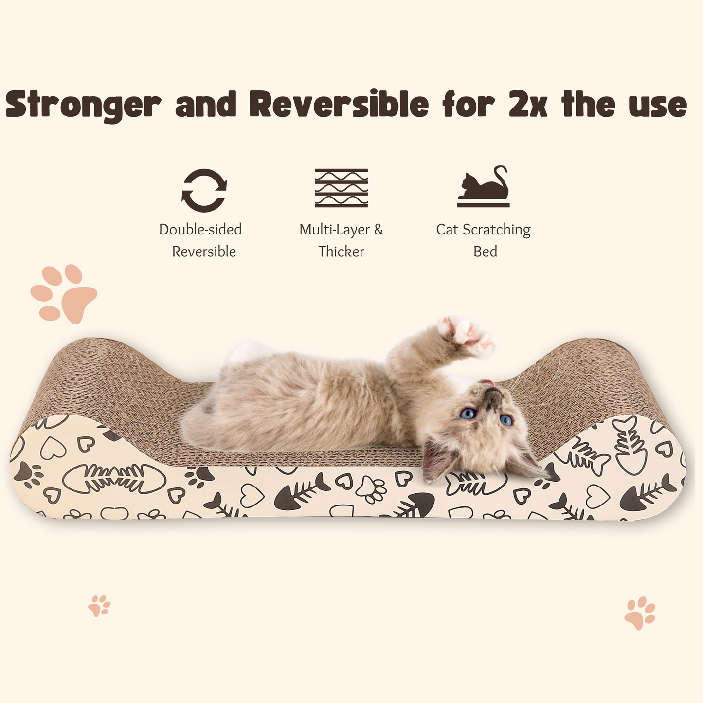 Max Mice scratching board For Natural Claw Care,Durable Bone-Shaped Cat Scratcher, High-Density Corrugated Cardboard – Non-Shedding Scratch Pad for Indoor Cats