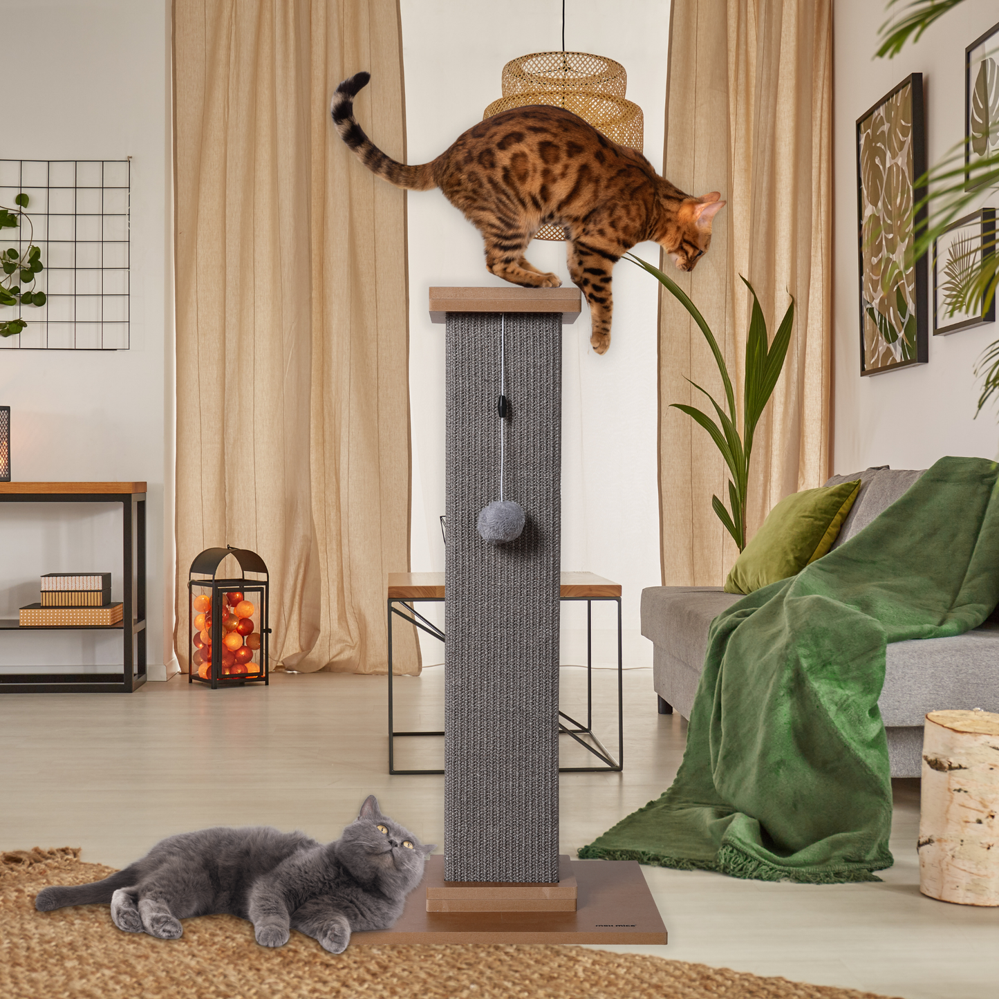 Max Mice Ultimate Heavy Duty Cat Scratching Post, Large Vertical Roman Column with Durable, Wear-Resistant gisal for Endless Scratching Enioyment(	Grey)