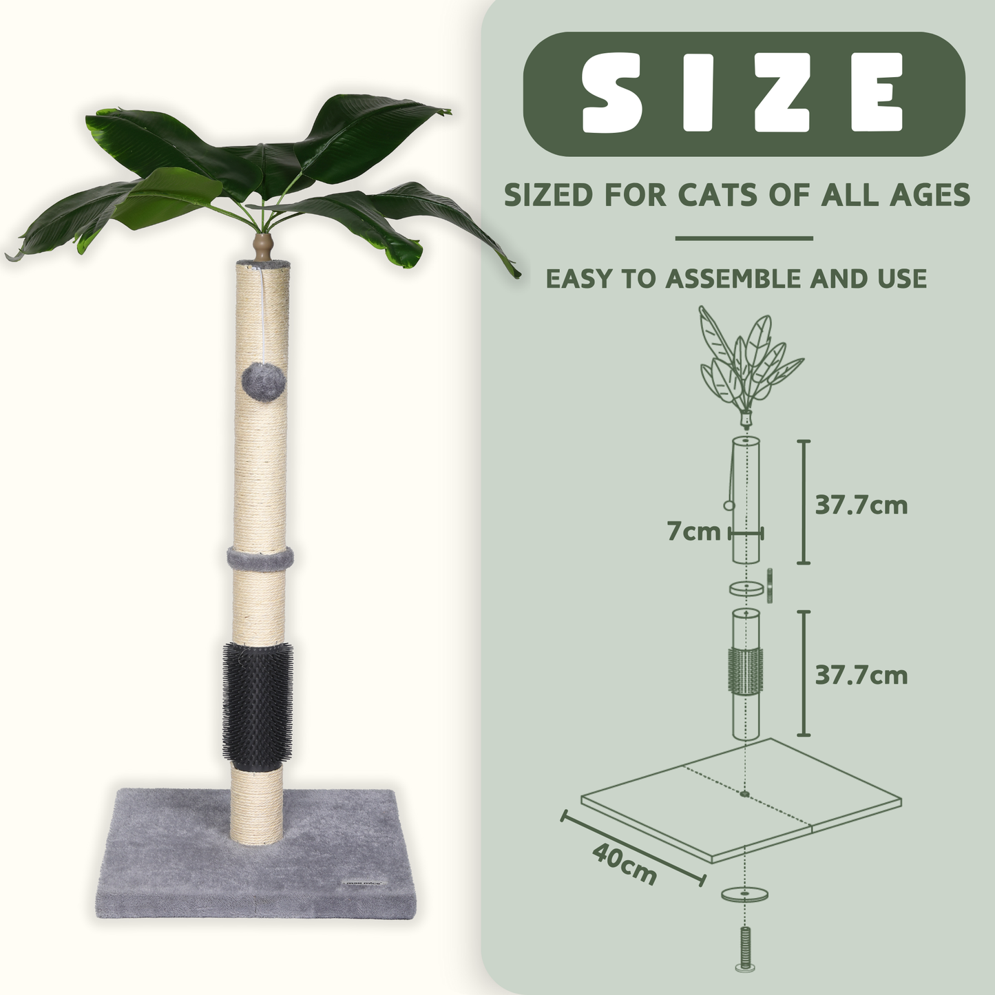 Max Mice Cat Scratching Post, 80cm Kitten Scratching Post with Premium Sisal Rope, Cute Cat Tree with Dangling and Spring Ball Toys for Indoor Small Cats(Bird of Paradise)