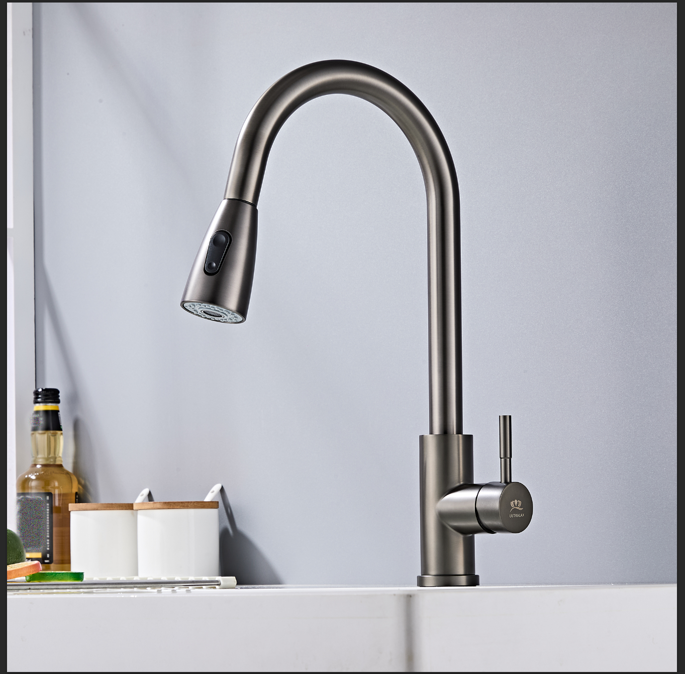 Gun Grey Mano Pull Out Kitchen Mixer Tap