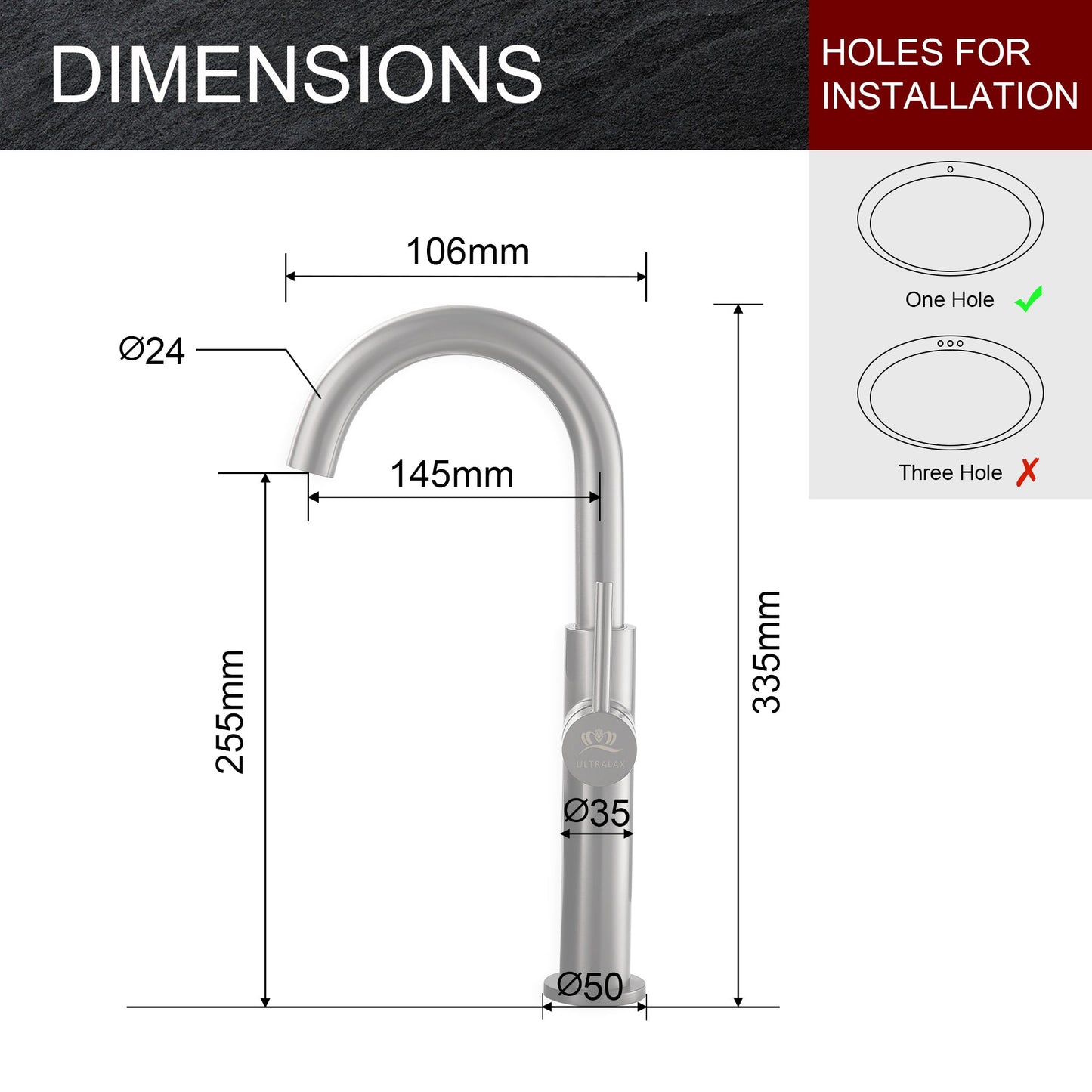 Single Lever Mono Mixer Tap - Gun Grey