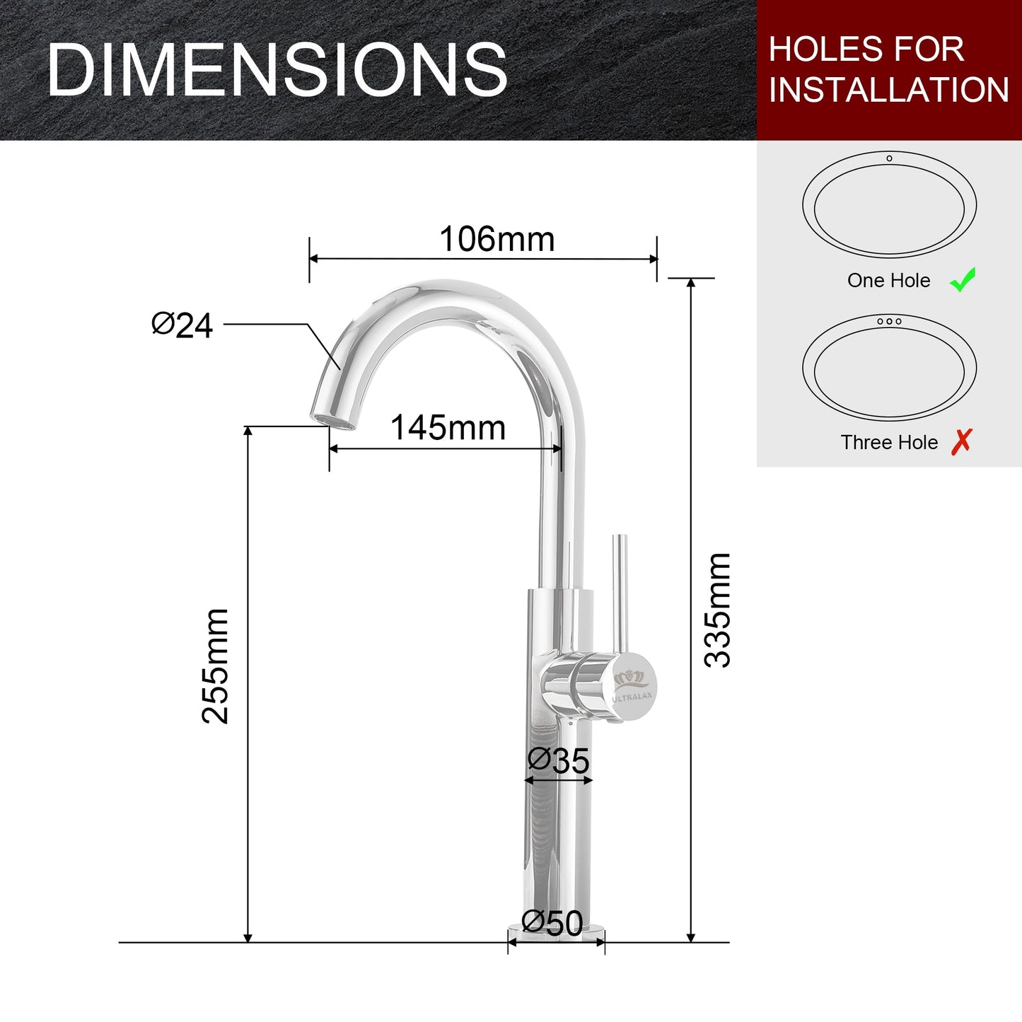 Single Lever Mono Mixer Tap - Chrome