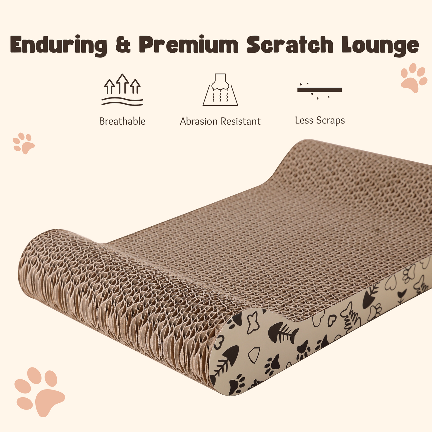Max Mice scratching board For Natural Claw Care,Durable Bone-Shaped Cat Scratcher, High-Density Corrugated Cardboard – Non-Shedding Scratch Pad for Indoor Cats