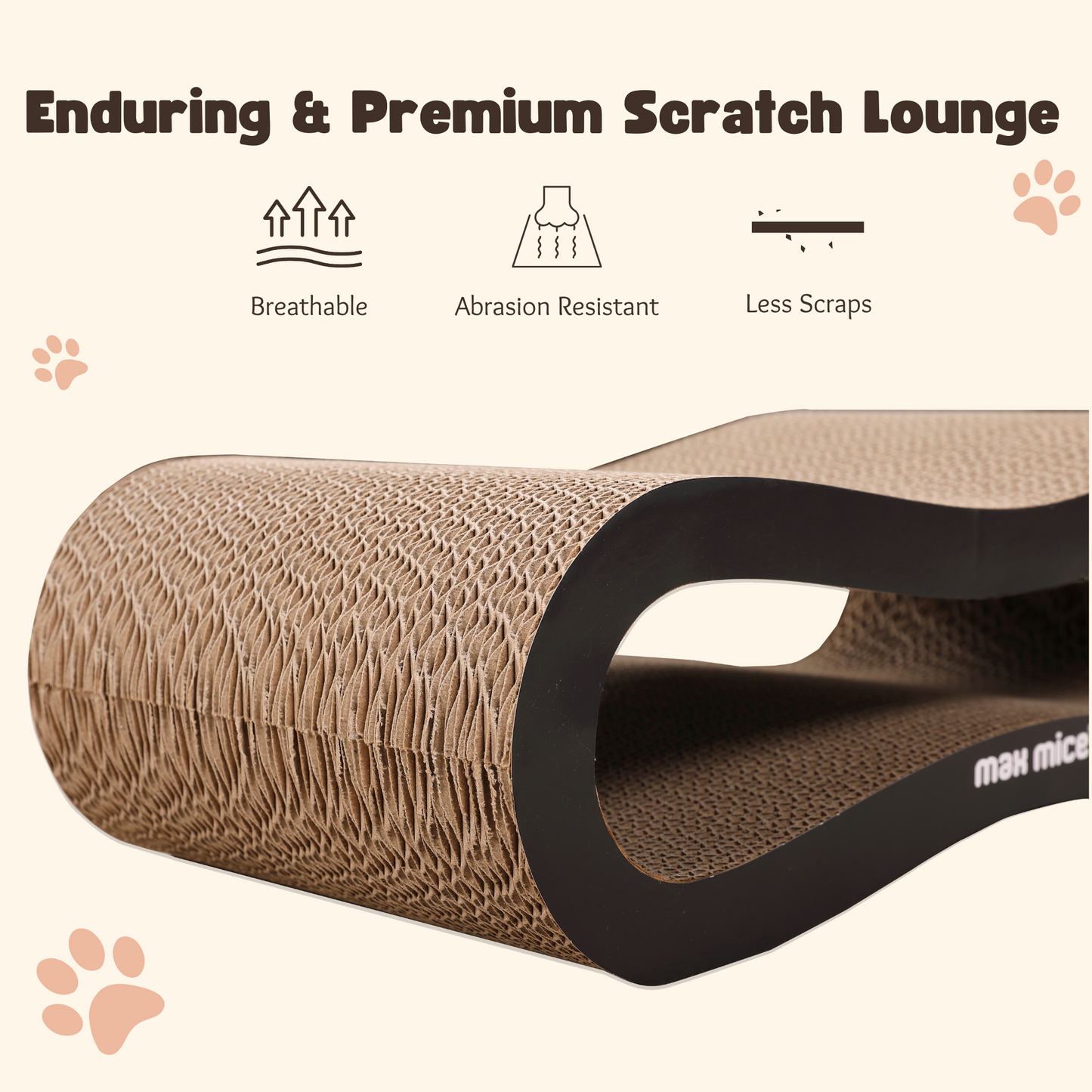 Max Mice Ultimate Cat Scratcher Lounge Bed,8-Shape Design,Superior Cardboard & Construction,Indoor Durable Cat Furniture for Scratch and Rest
