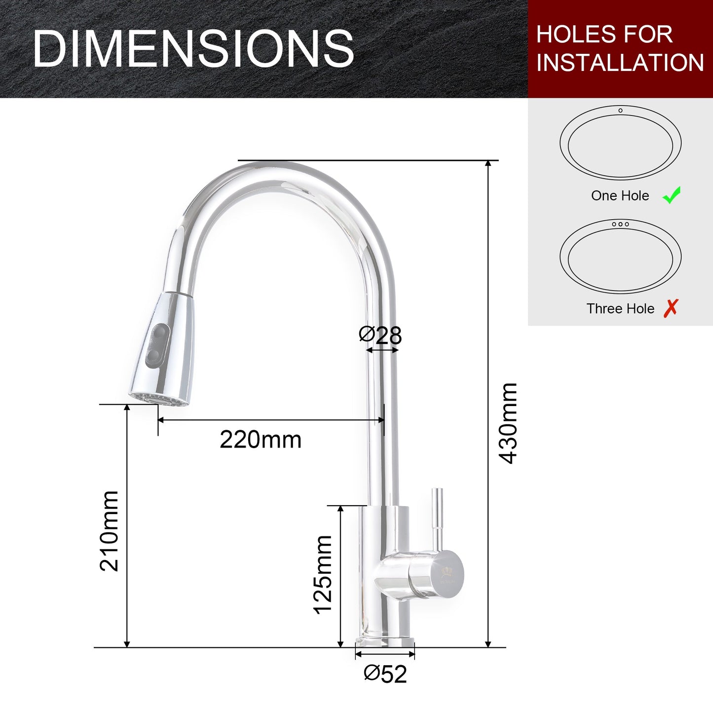 Chrome Mano Pull Out Kitchen Mixer Tap