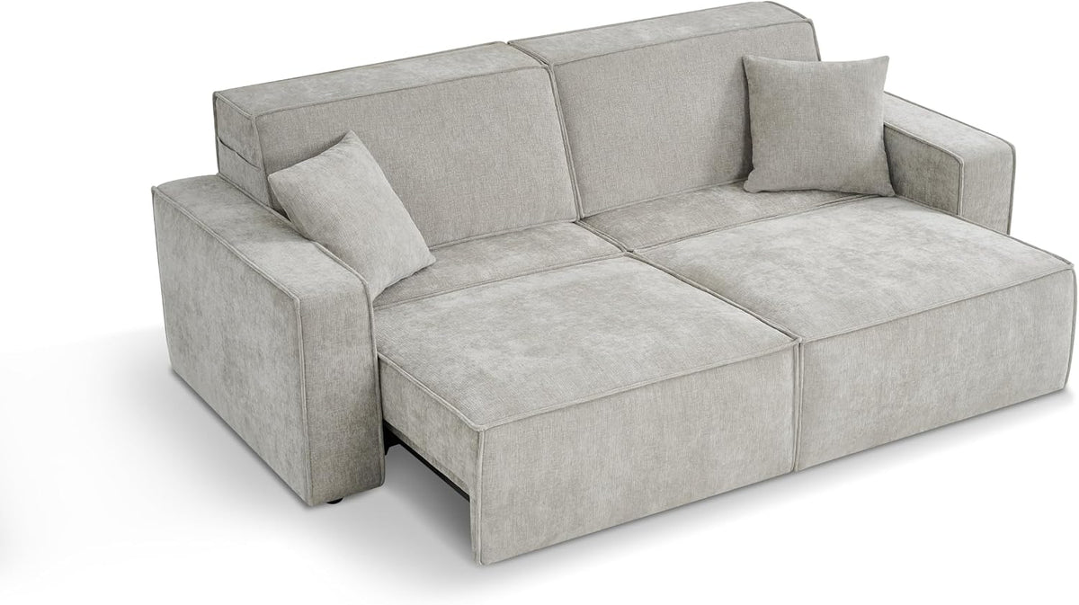 Muse Beige Electric Sofa Bed – 3 Seater with Power Extension Mechanism & Accent Cushions