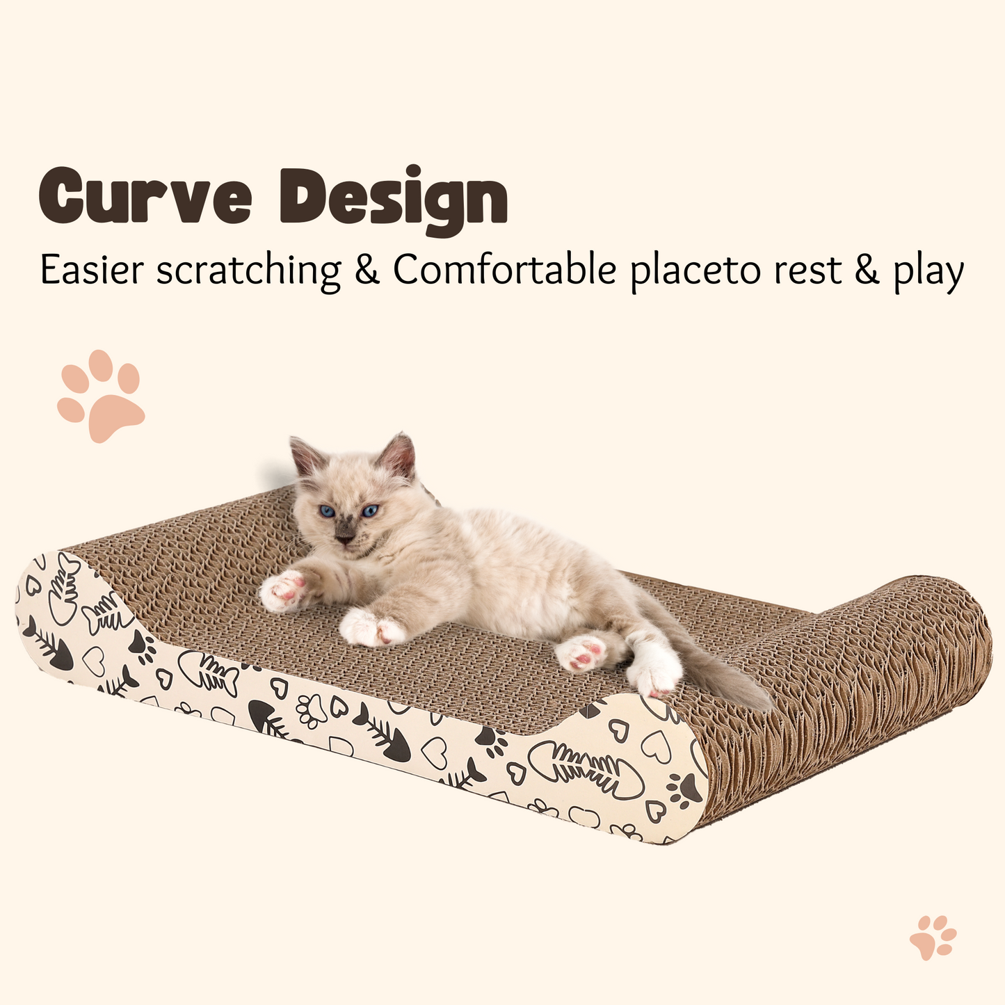 Max Mice scratching board For Natural Claw Care,Durable Bone-Shaped Cat Scratcher, High-Density Corrugated Cardboard – Non-Shedding Scratch Pad for Indoor Cats